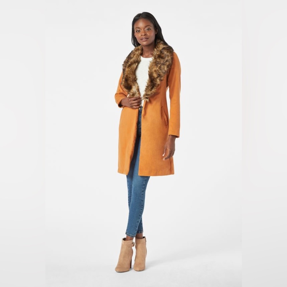 Just Fab detachable fur collar coat size xl